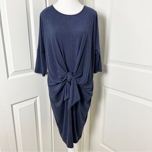 NWT Elegant Simone Jersey Knit Tie Dress - Dark Blue - Size Medium